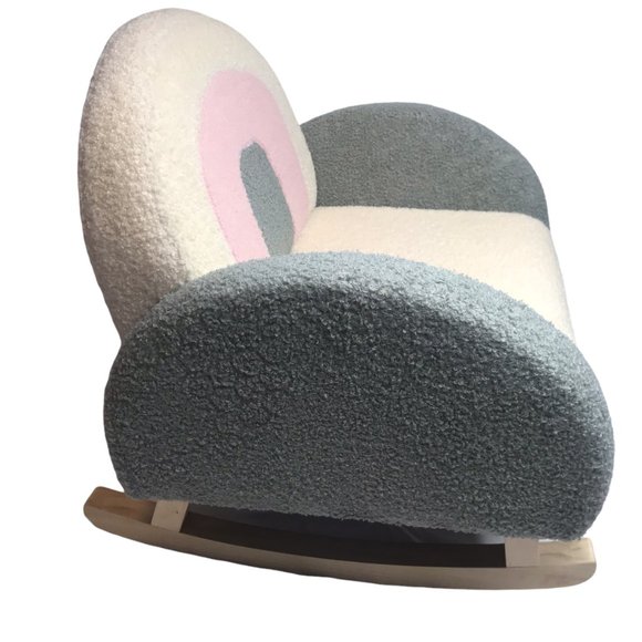 NEW Solid Wooden Rainbow Rocker by Style and Function.  White / Pink / Gray - Picture 14 of 16